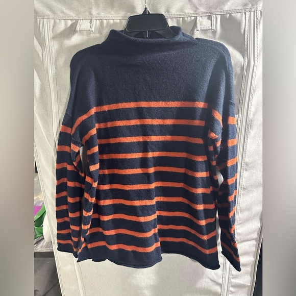 NWT Madewell women's sweater size XS mock neck long sleeve knit blue striped - Picture 2 of 5